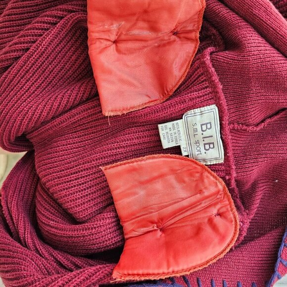 BIB SML Sport Hood Coat Sweater Womens 2X Blue Toggle Close Fuchsia Acrylic Knit - Picture 10 of 12